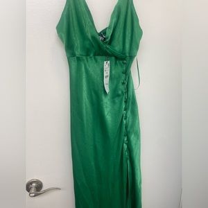 Zara Emerald Satin Maxi Dress - NWT